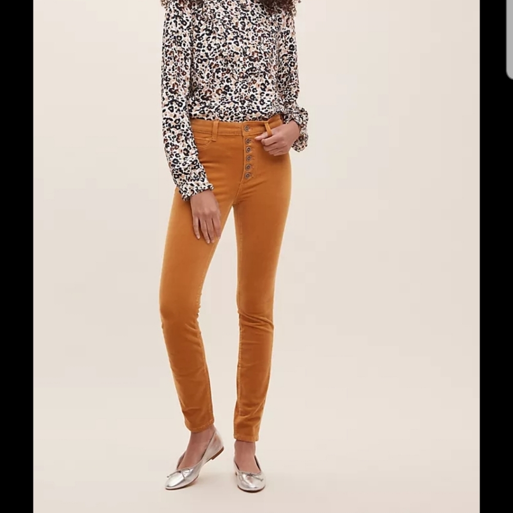 Pilcro High-Rise Button-Fly Skinny Corduroy Pants